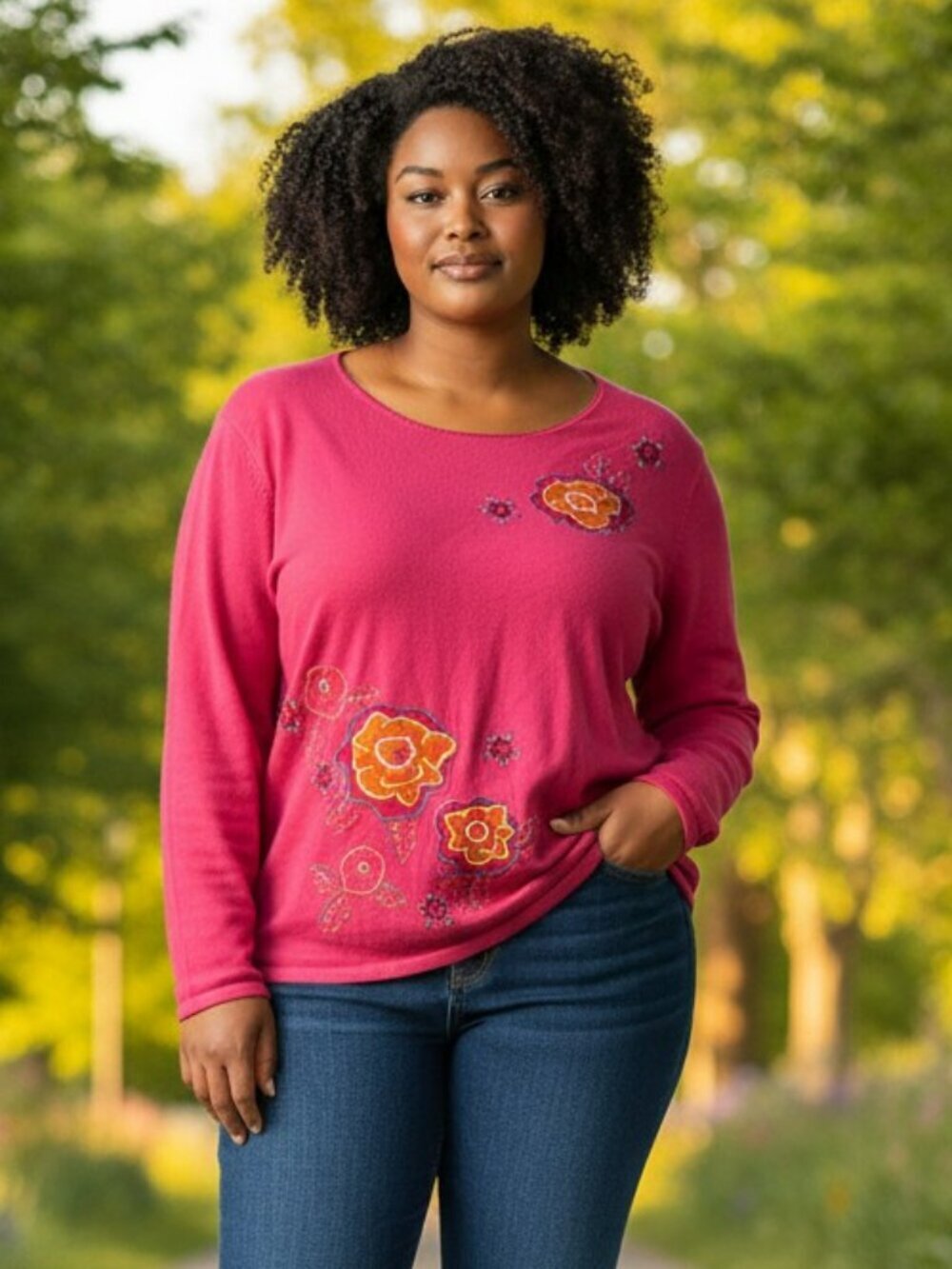 VTG Elisabeth Liz Claiborne Womens 3X Pink Floral Flower Long Sleeve Shirt Top